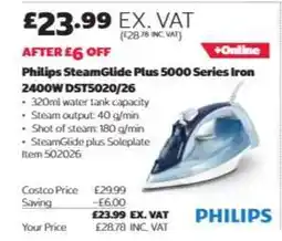 Costco Philips SteamGlide Plus 5000 Series Iron 2400W DST5020/26 offer