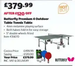 Costco Butterfly Premium 4 Outdoor Table Tennis Table offer