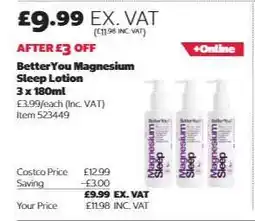 Costco BetterYou Magnesium Sleep Lotion offer