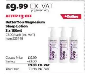 Costco BetterYou Magnesium Sleep Lotion offer