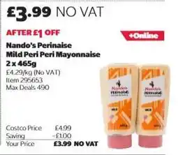 Costco Nando’s Perinaise Mild Peri Peri Mayonnaise 2 x 465g offer