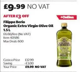 Costco Filippo Berio Organic Extra Virgin Olive Oil offer