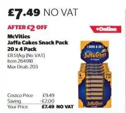 Costco McVities Jaffa Cakes Snack Pack 20 x 4 Pack offer