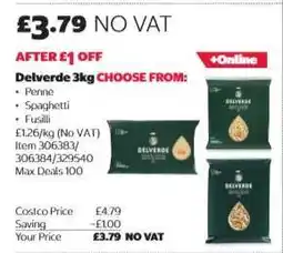 Costco Delverde 3kg offer