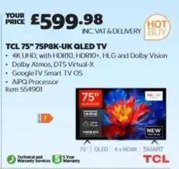 Costco TCL 75 75P8K-UK QLED TV offer