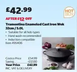 Costco Tramontina Enameled Cast Iron Wok 32cm / 5.0L offer