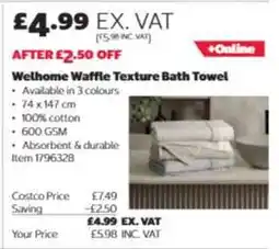 Costco Welhome Waffle Texture Bath Towel offer