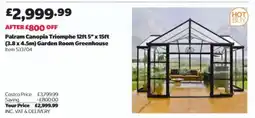 Costco Palram Canopia Triomphe 12ft 5 x 15ft (3.8 x 4.5m) Garden Room Greenhouse offer