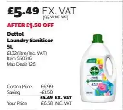 Costco Dettol Laundry Sanitiser 5L offer