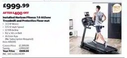 Costco Installed Horizon Fitness 7.0 ATZone Treadmill and Protective Floor Mat offer