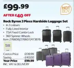 Costco Rock Byron 3 Piece Hardside Luggage Set offer
