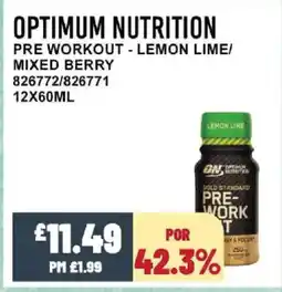 Bestway OPTIMUM NUTRITION Pre workout - lemon lime/ mixed berry offer