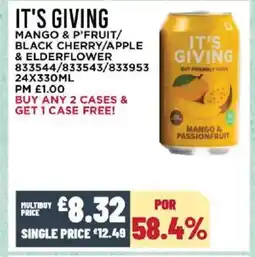 Bestway IT'S GIVING Mango & p'fruit/ black cherry/apple & elderflower offer