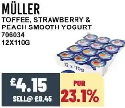 Bestway MÜLLER Toffee, strawberry & peach smooth yogurt offer