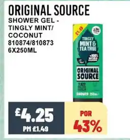 Bestway ORIGINAL SOURCE Shower gel - tingly mint/ coconut offer
