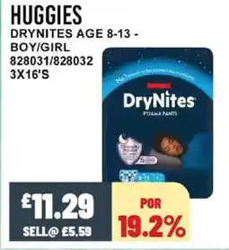 Bestway HUGGIES Drynites age 8-13 - boy/girl offer