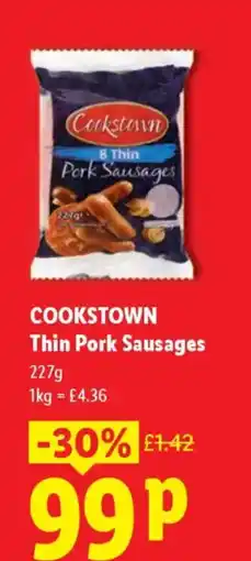 Lidl COOKSTOWN Thin Pork Sausages offer