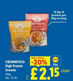 Lidl CROWNFIELD High Protein Granola offer