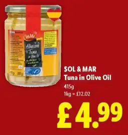 Lidl SOL & MAR Tuna in Olive Oil offer
