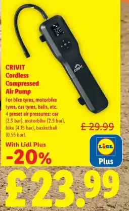 Lidl CRIVIT Cordless Compressed Air Pump offer