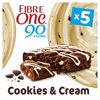 Tesco Fibre One Cookies & Cream Drizzle Squares 5X24g offer