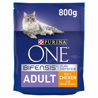 Tesco Purina One Adult Dry Cat Food Chicken & Wholegrain 800G offer
