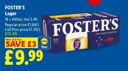 Lidl FOSTER’S Lager offer