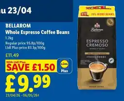 Lidl Bellarom Whole Espresso Coffee Beans offer