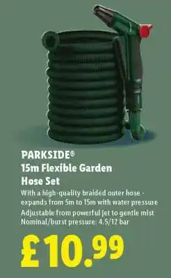Lidl PARKSIDE 15m Flexible Garden Hose Set offer