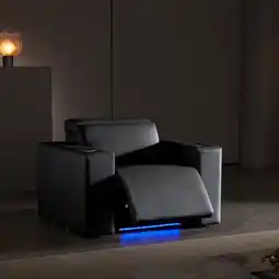 Costco Valencia Barcelona Black Leather Power Reclining Home Theatre Chair with RGB LED offer