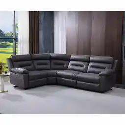 Costco Lucca Grey Fabric Power Reclining Corner Sofa offer