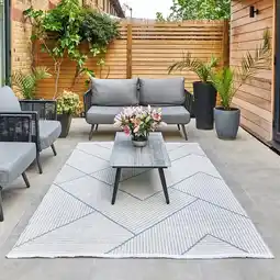 Costco Concept Looms Jazz Blue Geo Indoor Outdoor Rug, in 2 Sizes offer