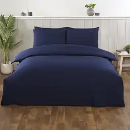 Costco Cotton Exchange Manchester 200 Thread Count Percale Navy Duvet Cover Set in 4 Sizes offer