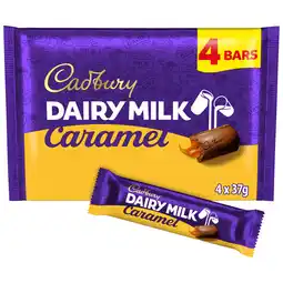 Iceland Cadbury Dairy Milk Caramel Chocolate Bar 4 Pack Multipack 148g (4 x 37g) offer