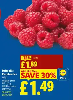 Lidl Driscoll's Raspberries offer