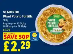 Lidl VEMONDO Plant Potato Tortilla offer