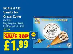 Lidl BON GELATI Vanilla Ice Cream Cones offer