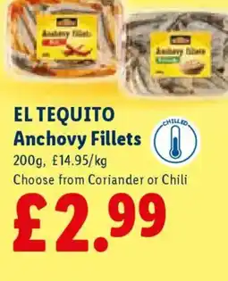 Lidl EL TEQUITO Anchovy Fillets offer