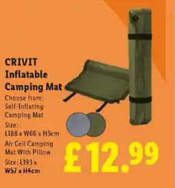 Lidl CRIVIT Inflatable Camping Mat offer