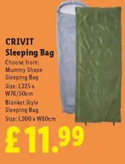 Lidl CRIVIT Sleeping Bag offer