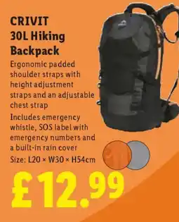 Lidl CRIVIT 30L Hiking Backpack offer