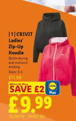 Lidl CRIVIT Ladies' Zip-Up Hoodie offer