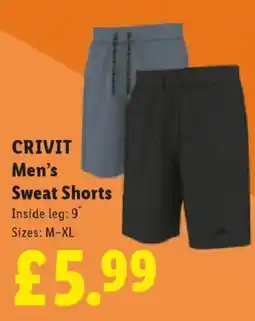 Lidl CRIVIT Men's Sweat Shorts offer