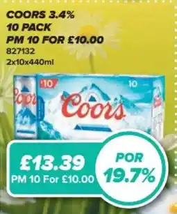 Bestway Coors 3.4% 10 pack offer
