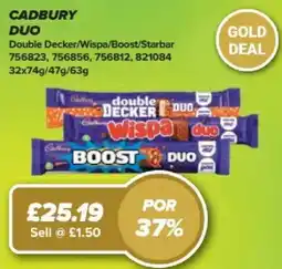 Bestway CADBURY Duo Double Decker/Wispa/Boost/Starbar offer