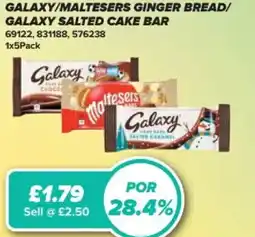 Bestway Galaxy/maltesers ginger bread/ galaxy salted cake bar offer