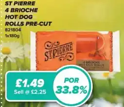 Bestway ST PIERRE 4 brioche hot dog rolls pre-cut 821804 offer