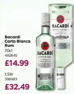 Bestway Bacardi Carta Blanca Rum 70cl offer