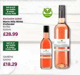 Bestway Marin Hills White Zinfandel 6x75cl offer