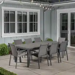 Costco SunVilla Dark Forest 9 Piece Extending Sling Dining Patio Set + Cover offer